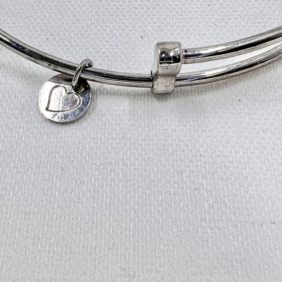 NWT - Sterling Silver Bangle 7” Bracelet w/ Heart Charm - Picture 2 of 5